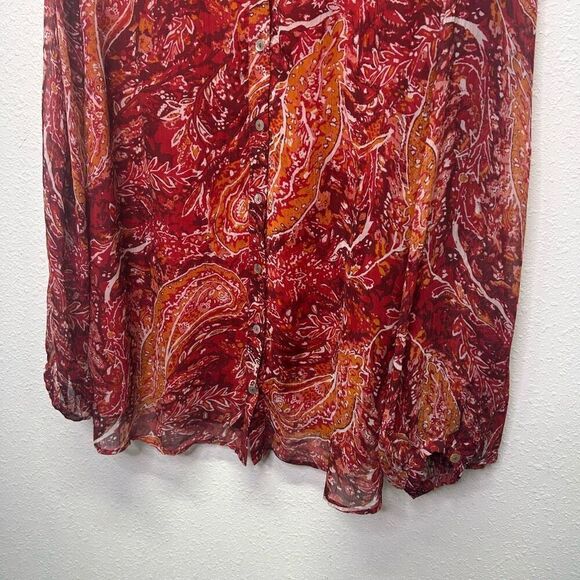 Soft Surroundings Women's Plus Red Paisley Button Down Tunic Top Size 3X - Picture 3 of 14